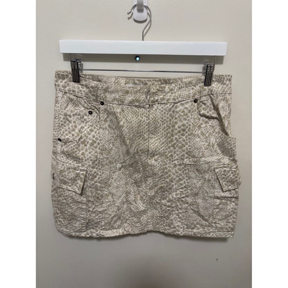 Topshop Snakeskin Print Mini Skirt Tan Beige Animal Print Size 10